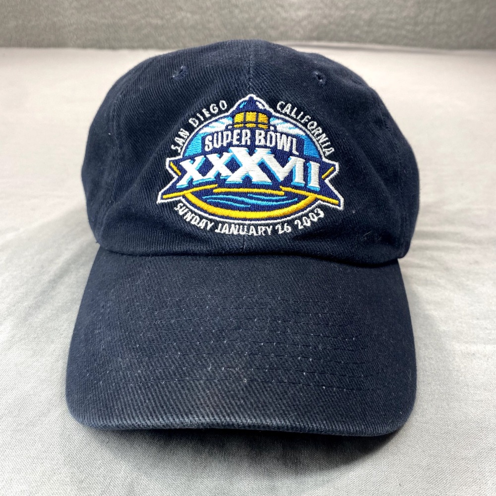 2003 Super Bowl XXXVII Hat Cap Strapback Adjustable Blue NFL San Diego Tampa Bay